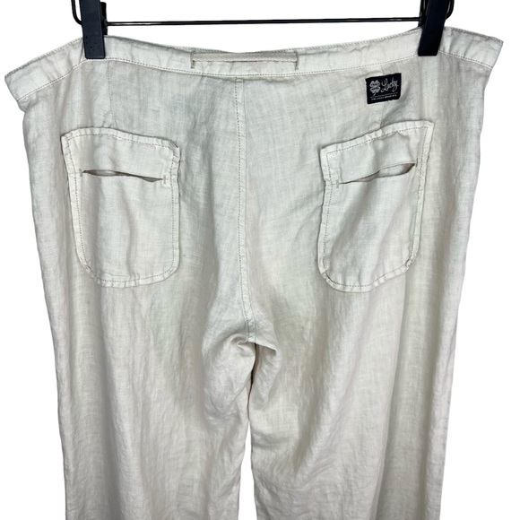 Vintage Y2K Lucky Brand Dungarees Wide Leg Low Rise Linen Pants 10 - Picture 6 of 7